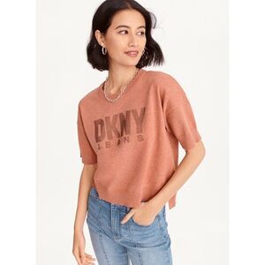 DKNY Animal Glitter Logo Sweater In Rose